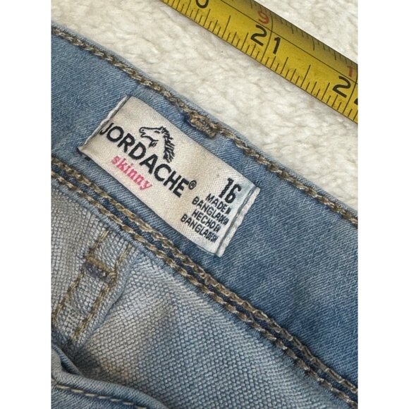 Jordache Skinny Jeans Girls Size 16 Light Wash Distressed Bootcut - Picture 6 of 9